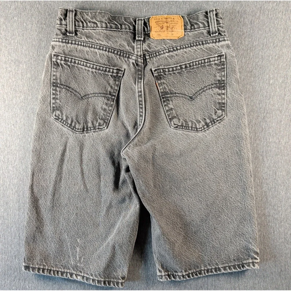 VTG 90s Levis 550 Black Denim Orange Tab Shorts Men 26W Grunge 1993 USA Student